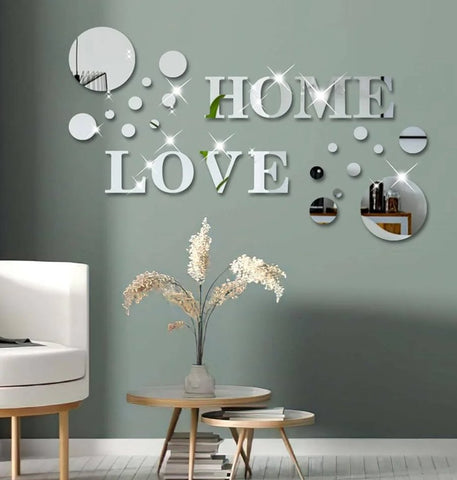 26 Pieces Acrylic 3D Wall Decor Home Sign & Love Letters and Round Shaped,DIY Mirror